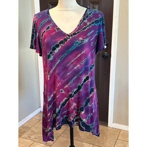 Tie Dye Vneck Asymmetrical Tshirt